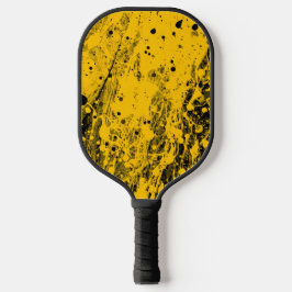 Palas De Pickleball Black and Yellow Paint Splashes