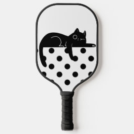 Palas De Pickleball Black polka dot cat Pickleball Paddle