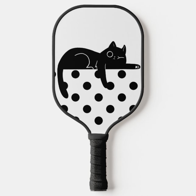 Palas De Pickleball Black polka dot cat Pickleball Paddle (Anverso)