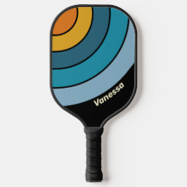 Palas De Pickleball Black Rainbow Circle Stripe with Name