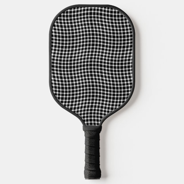 Palas De Pickleball Black White Plaid Checker Seamless Pattern (Anverso)