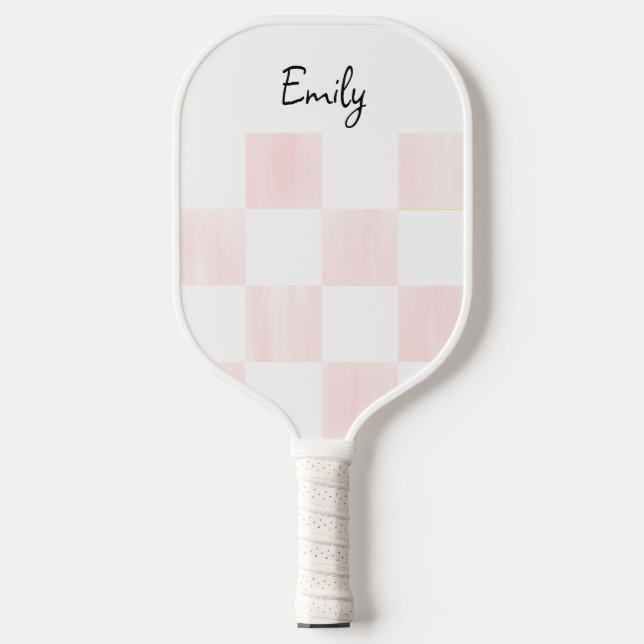 Palas De Pickleball Blank Pink and White Checkerboard Personalized (Anverso)