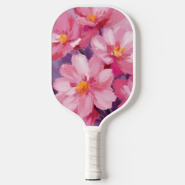 Palas De Pickleball Blooming Pink Petals | Flower Painting Watercolor (Anverso)