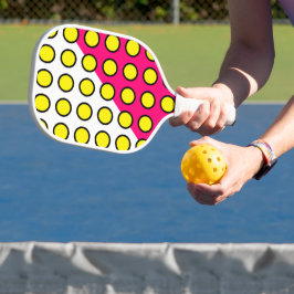Palas De Pickleball Bloque de color blanco rosado del arte geométrico 