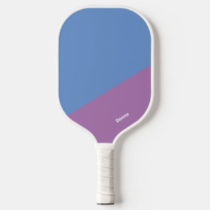 Palas De Pickleball Bloque De Color Púrpura Y Azul Con Nombre
