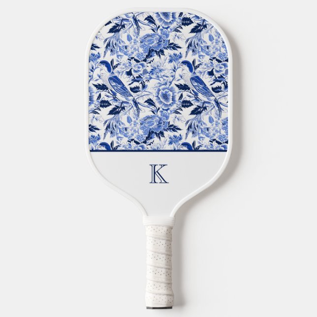 Palas De Pickleball Blue Bird Chinoiserie Monogram  (Anverso)