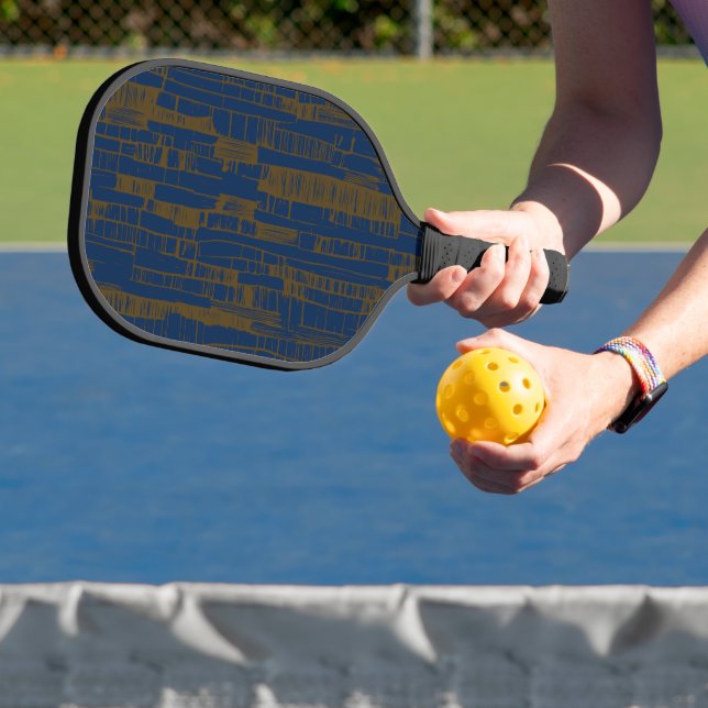 Palas De Pickleball Blue &brown abstract modern Pickleball Paddle (in situ)