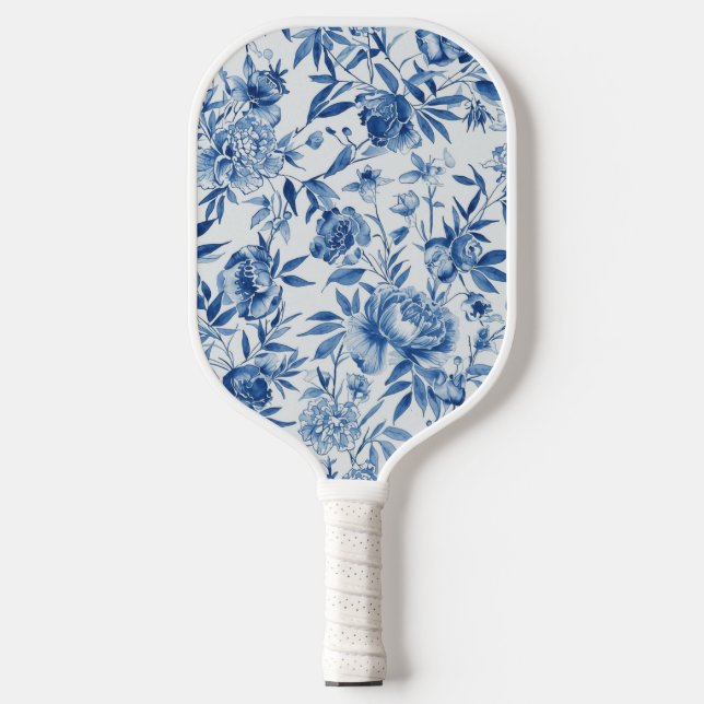 Palas De Pickleball Blue Chinoiserie Watercolor Floral Botanical (Anverso)