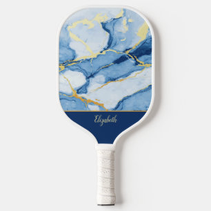 Palas De Pickleball Blue Marble Luxe – Acentuados en Azul Claro y Dora