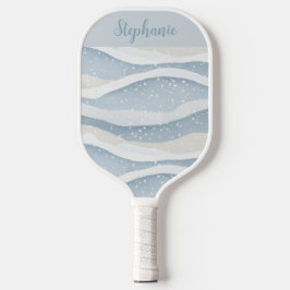 Palas De Pickleball Blue Winter Snowfall Wave Personalized Pattern
