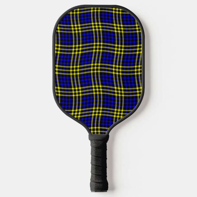 Palas De Pickleball Blue Yellow Plaid Checker Seamless Pattern (Anverso)
