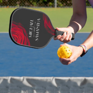 Palas De Pickleball Boda de flores pétalas rojas de escarlata vintage