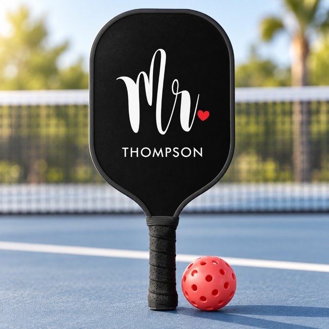 Palas De Pickleball Boda del Sr. Script Corazón Moderno (Subido por el creador)