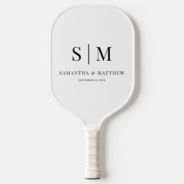 Palas De Pickleball Boda simple de Iniciales Parejas Minimalistas