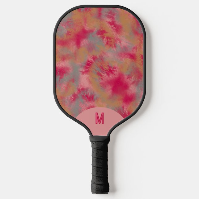 Palas De Pickleball Bohemian Tie-dyed Vibrant Pink Monogramed (Anverso)