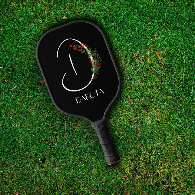 Palas De Pickleball Boho acuarela monograma D negro (Subido por el creador)