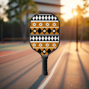 Palas De Pickleball Boho Floral Brown & Black Botanical Spring Summer