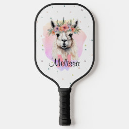 Palas De Pickleball Boho Floral Llama Wildflowers Monograma Bonito