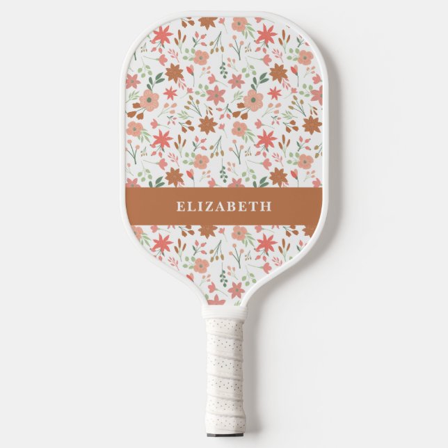 Palas De Pickleball Boho Floral Terracotta Modern Personalized (Anverso)