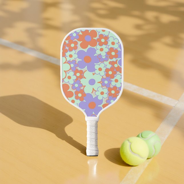 Palas De Pickleball Boho Floral Vibrant Naranja y Purple Botanical (Subido por el creador)