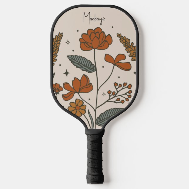 Palas De Pickleball Boho Flowers Personalizado Pickleball Paddle (Anverso)