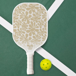 Palas De Pickleball Boho Moda Tan Personalizado de patrón floral Texto