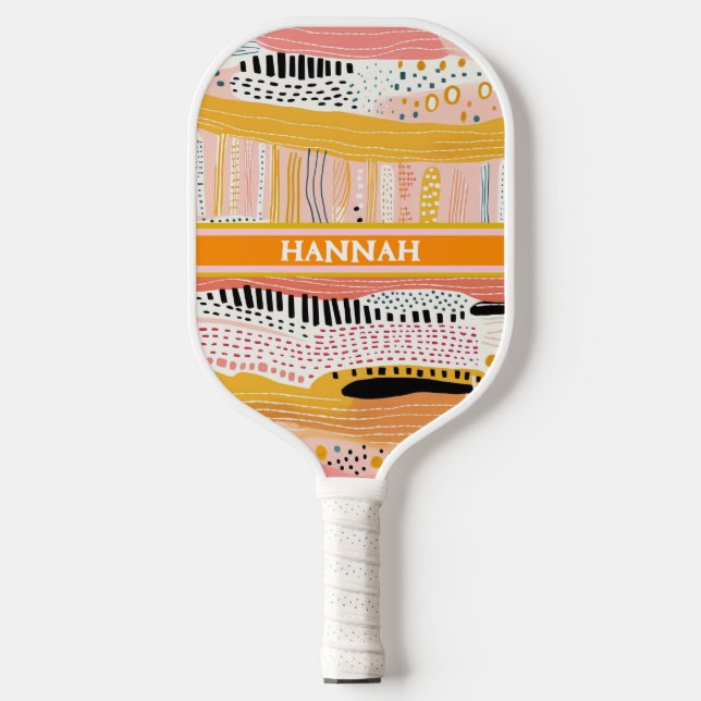 Palas De Pickleball Boho Peach Gold Personalizado Pickleball Paddle (Anverso)