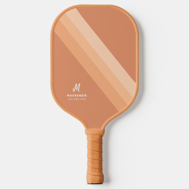 Palas De Pickleball Boho Retro Tan Terracotta Monogramado (Anverso)