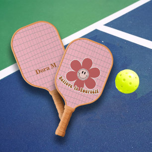 Palas De Pickleball Boho Smiley Good Vibes Caramel Nombre personalizad