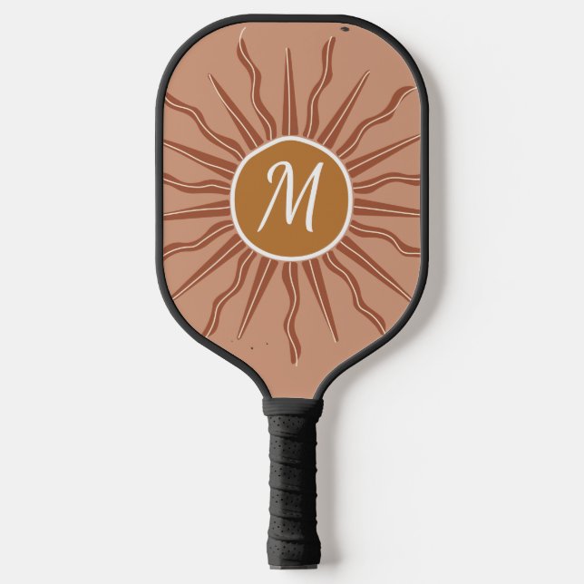 Palas De Pickleball Boho Sun Personalizado Inital Pickleball Paddle (Anverso)