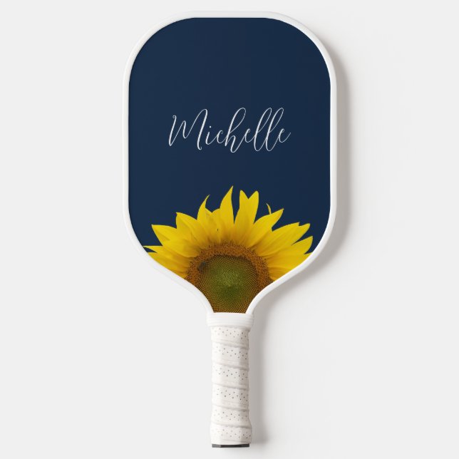 Palas De Pickleball Boho Sunflower Navy Blue Elegalized Personalizado (Anverso)