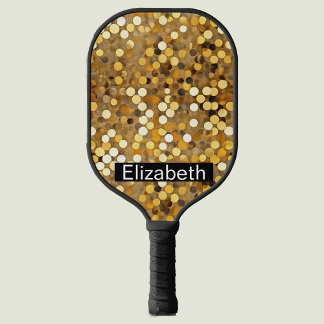 Palas De Pickleball Bokeh Dorado Glamuroso Personalizado