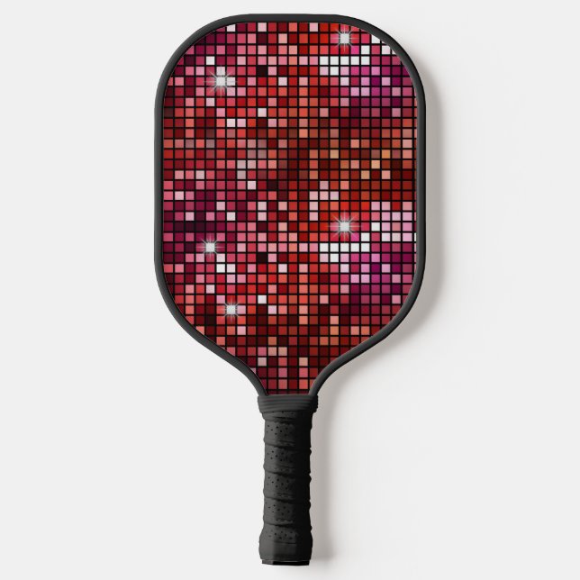 Palas De Pickleball Bola de discoteca roja Groovy Retro 70's (Reverso )