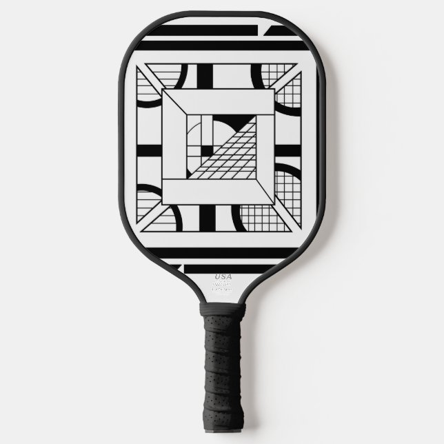 Palas De Pickleball Bold Black White Geometric Abstract Line Art (Anverso)