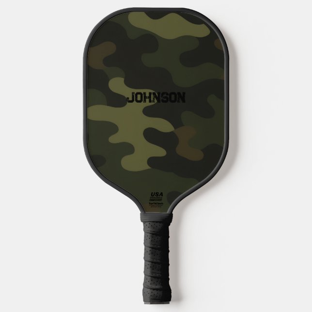 Palas De Pickleball Bold Camo Earthy Greens Browns Customizable Name (Anverso)