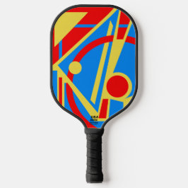 Palas De Pickleball Bold Geometric Abstract in Red, Blue, and Yellow