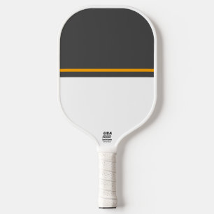 Palas De Pickleball Bold Gray Top Yellow Accent Stripe White Bottom