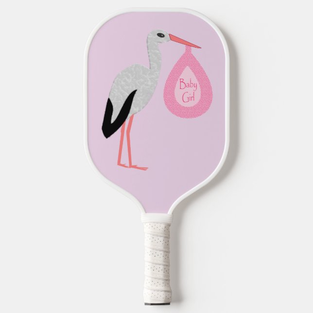Palas De Pickleball Bonito Bebé Rosa Stork (Anverso)