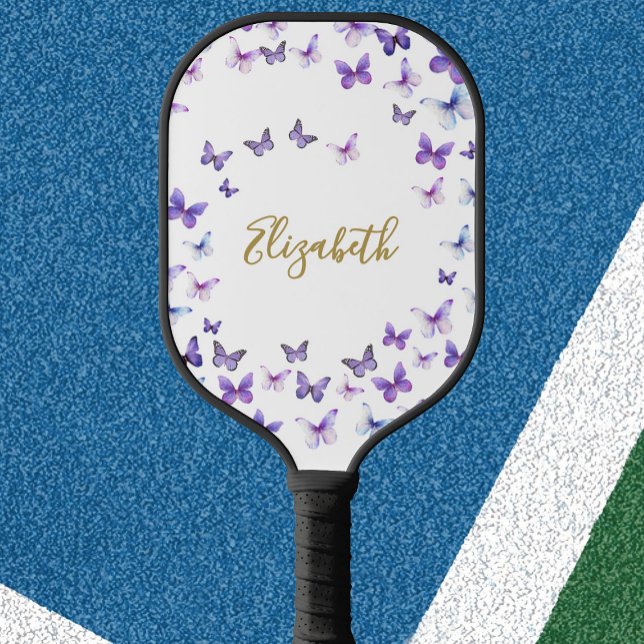 Palas De Pickleball Bonito Mariposas Púrpura Nombre personalizado Dama (Subido por el creador)