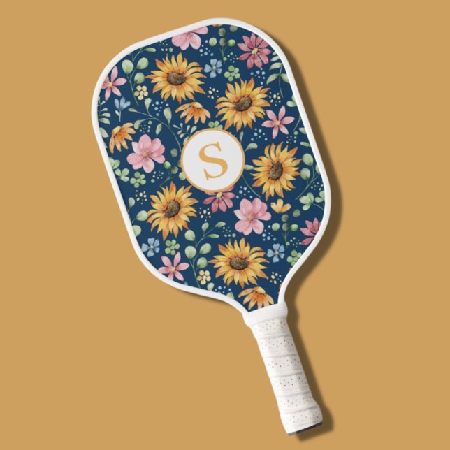 Palas De Pickleball Bonito Monograma Floral Paddle (Subido por el creador)