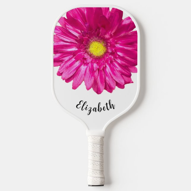 Palas De Pickleball Bonito rosa daisy flor nombre personalizado mujere (Anverso)