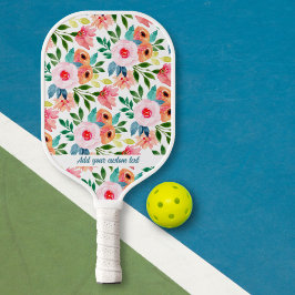 Palas De Pickleball Bonito Watercolor Garden Flores Personalizado Text