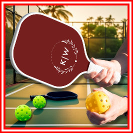 Palas De Pickleball Bordeaux y Blanco | Monograma de Iniciales Moderna