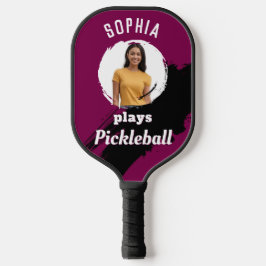 Palas De Pickleball Borgoña Personalizado rojo oscuro foto y nombre mo