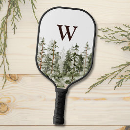 Palas De Pickleball Bosque Verde Rústico Aquarela Monograma