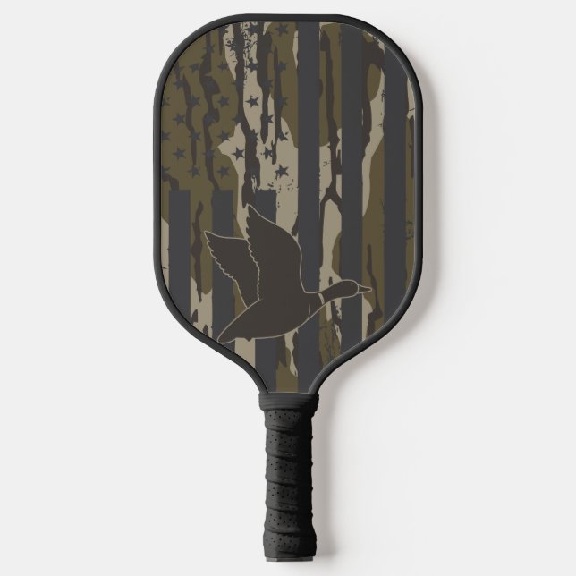 Palas De Pickleball Bottomland Camo Duck Caza Bandera Americana Estado (Anverso)