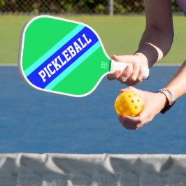 Palas De Pickleball Bright Green Royal Blue Diagonal PICKLEBALL Textos