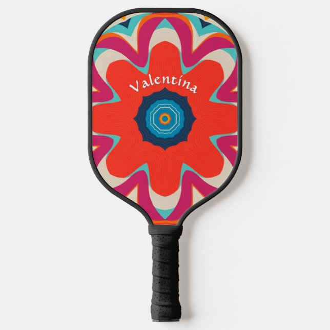 Palas De Pickleball Brillante Boho Flor Colorida Personalizada (Anverso)