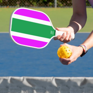 Palas De Pickleball Brillantes rayas de Carreras verde rosa-tropical r