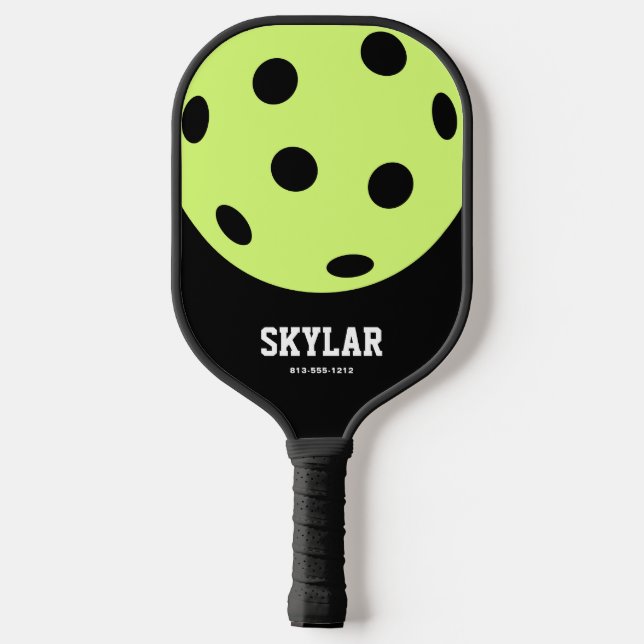 Palas De Pickleball Brillo único amarillo blanco negro (Reverso )
